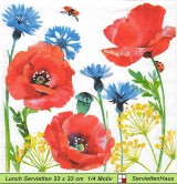 Mohnblumen Kornblume und Lauch - 1 Lunch Serviette